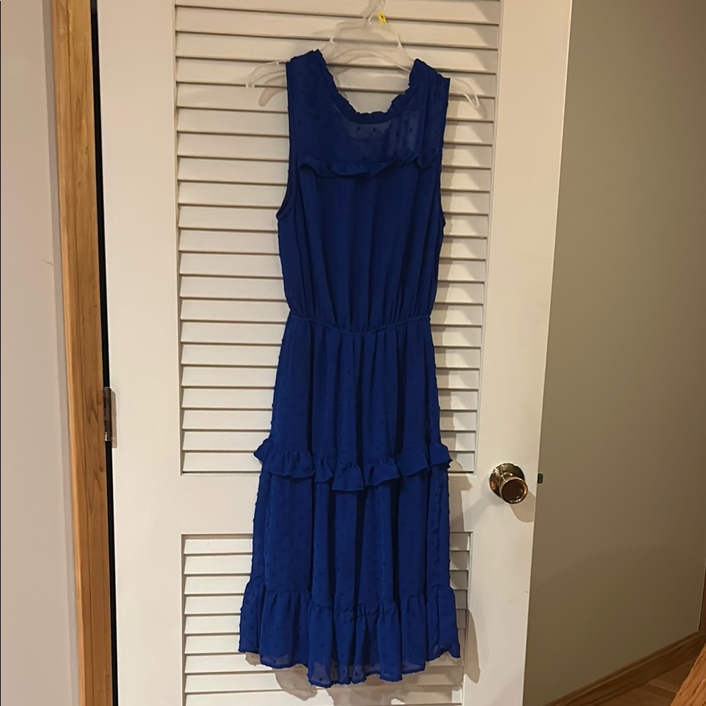 Blue Ruffled Tiered Midi Sundress